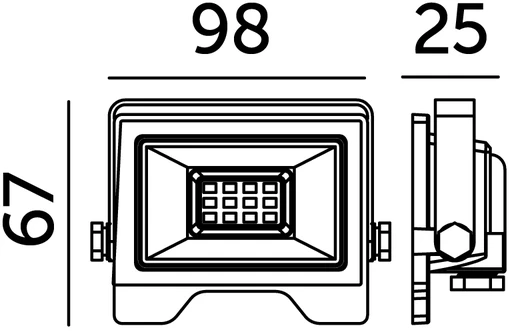 10W LED prožektorius MH, juodas, 4000K, IP65