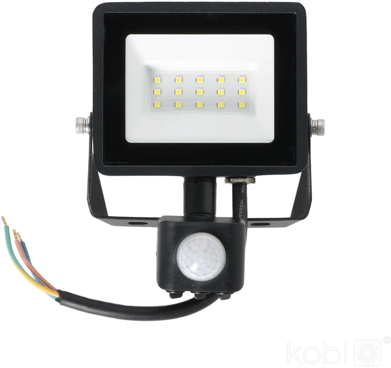 10W LED prožektorius su judesio davikliu MHC, juodas, 6500K, IP44