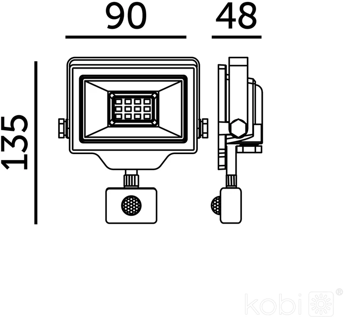 10W LED prožektorius su judesio davikliu DELYO MHNC, juodas, 4000K, IP54