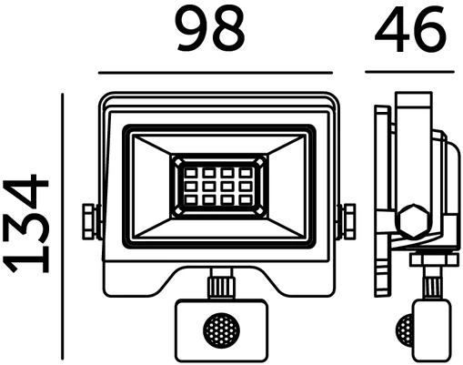 10W LED prožektorius su judesio davikliu MHC, juodas, 4000K, IP54