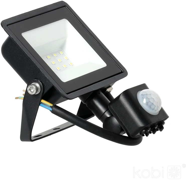 10W LED prožektorius su judesio davikliu MHC, juodas, 6500K, IP44