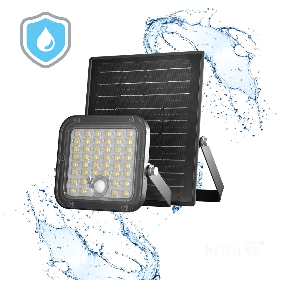 10W LED prožektorius su saulės baterija MHCS, juodas, 4000K, su judesio davikliu, IP65, 120x60°