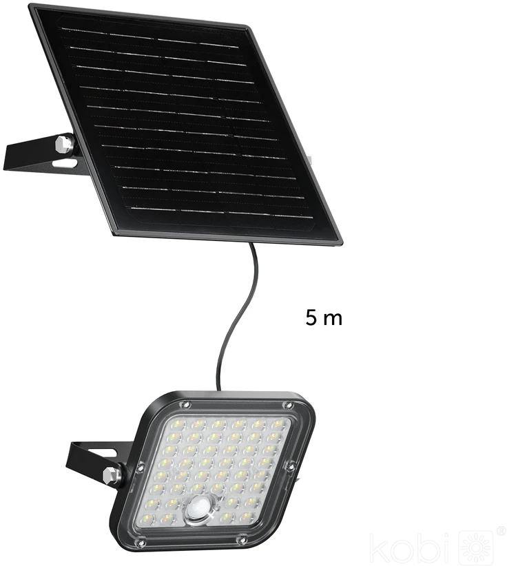 10W LED prožektorius su saulės baterija MHCS, juodas, 4000K, su judesio davikliu, IP65, 120x60°