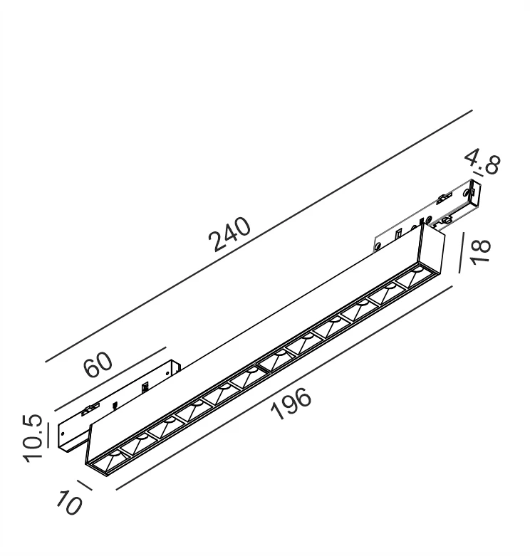 10W LED šviestuvas COMFORT OUT 196 į magnetinę sistemą PICO_LINE, juodas, 3000K, 30°, dimeriuojamas