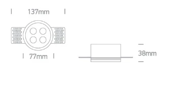 10W LED užglaistomas šviestuvas, baltas, 3000K, 10110HTR/W/W