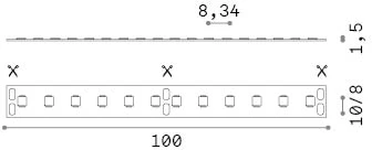 10W/m LED juosta, 120LED/m, CRI90, 2700K, IP20, 24V, 5m ritė, 346373