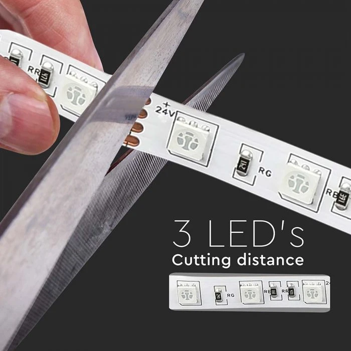 10W/m LED juosta V-TAC, 24V, 60LED/m, 3000K, 5 metrų ritė
