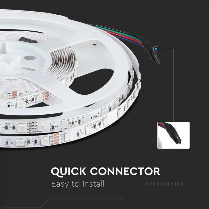 10W/m LED juosta V-TAC, 24V, 60LED/m, 3000K, 5 metrų ritė