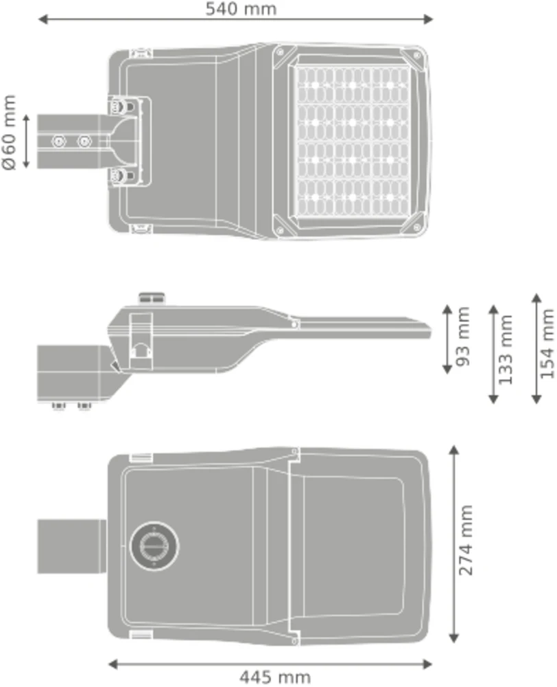 110W LED gatvės šviestuvas STREETLIGHT COMPACT, baltas, 4000K, 74° x 146°, DALI
