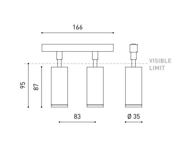 11,6W dvigubas šviestuvas į magnetines sistemas FIT 35 48V, 3000K, juodas