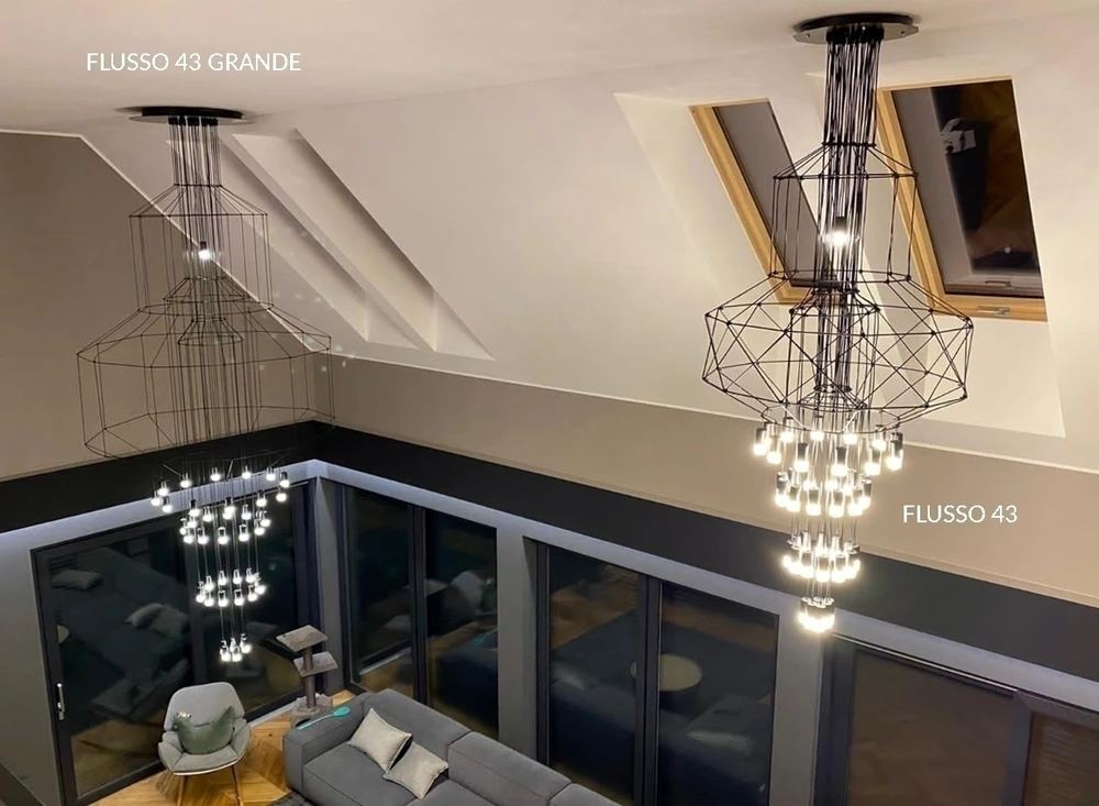 116W LED pakabinamas šviestuvas FLUSSO 43, juodas, 3000K