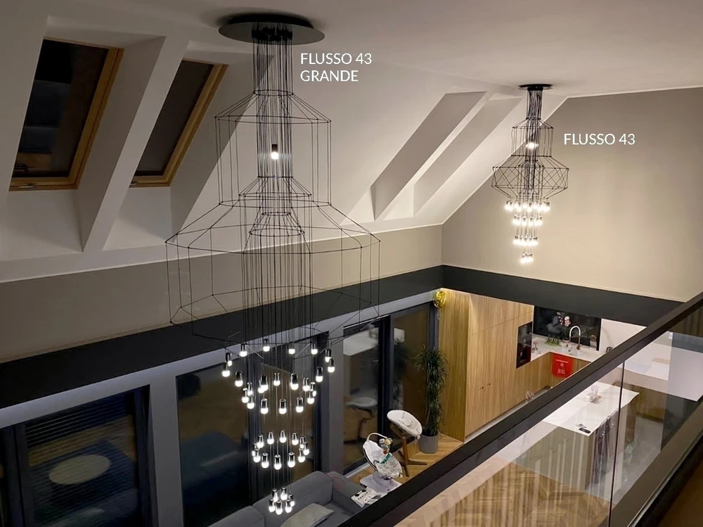 116W LED pakabinamas šviestuvas FLUSSO 43, juodas, 3000K
