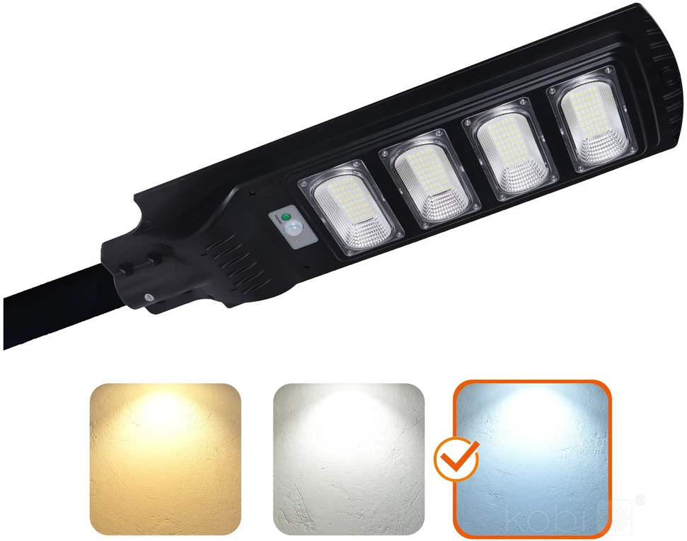 11W LED gatvės šviestuvas su saulės baterija URBI, juodas, 6500K, su judesio davikliu ir nuotol. valdymo pulteliu, IP54