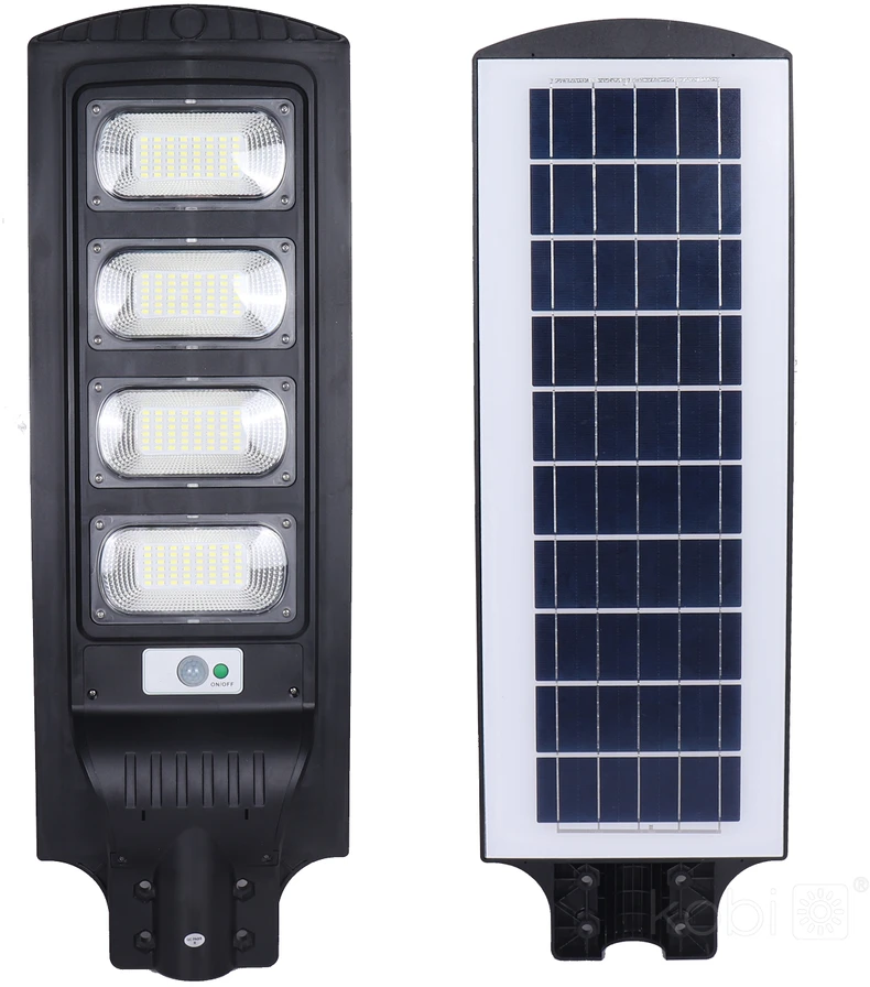 11W LED gatvės šviestuvas su saulės baterija URBI, juodas, 6500K, su judesio davikliu ir nuotol. valdymo pulteliu, IP54