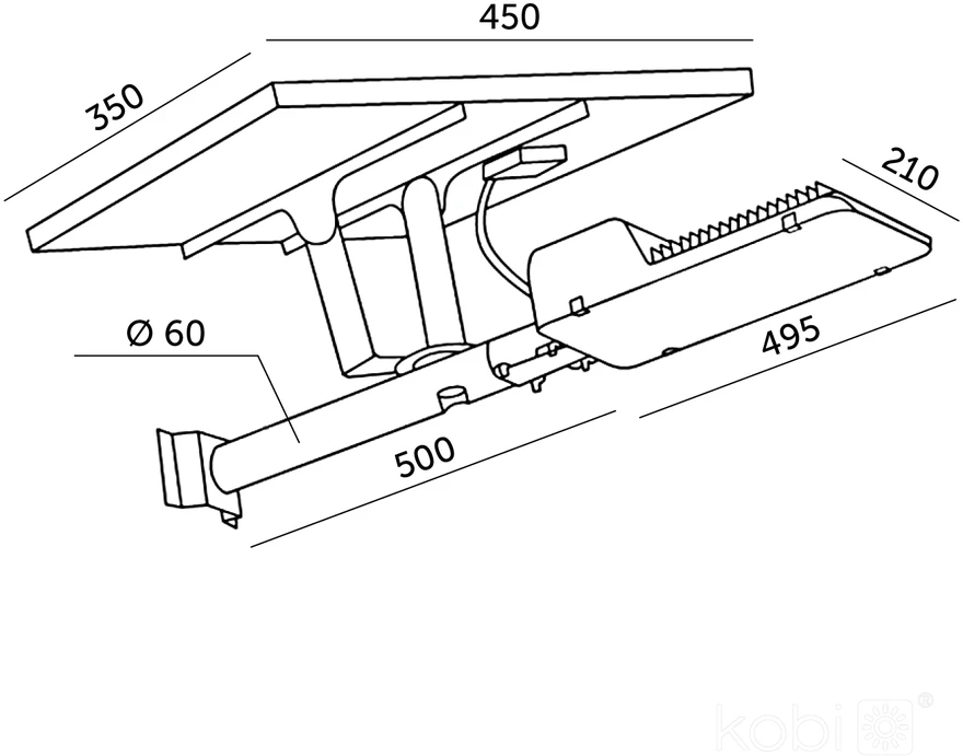 11W LED gatvės šviestuvas su saulės baterija SOLIT, juodas, 4000K, IP54