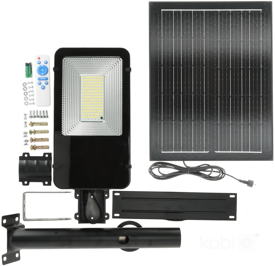 11W LED gatvės šviestuvas su saulės baterija SOLIT, juodas, 4000K, IP54