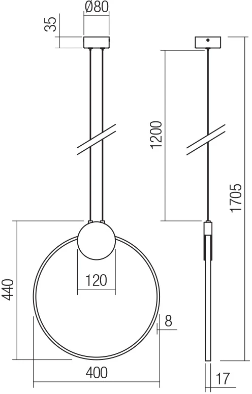 11W LED pakabinamas šviestuvas ATOM, juodos/žalvario sp., 3000K