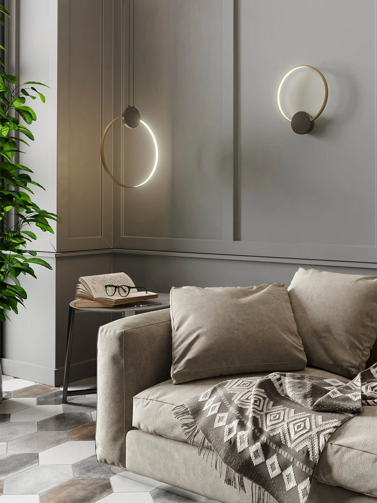 11W LED sieninis šviestuvas ATOM, juodos/žalvario sp., 3000K