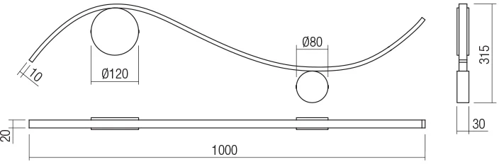 11W LED sieninis šviestuvas WAVE, baltas, 3000K