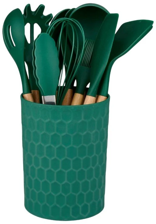 Alpina - Set of silicone kitchen utensils with a stand, 12 pieces