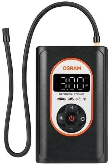 Osram „Carruzzo“ 12 V kompresorius, 8,3 barų – įkraunamas padangų pripūtimo įrenginys su skaitmeniniu apšvietimu