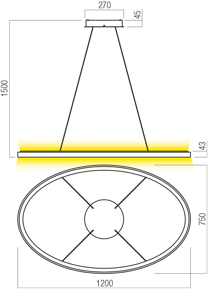 120W LED pakabinamas šviestuvas NOBU, baltas, 3000/4000K, dimeriuojamas, 01-3818