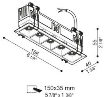 12,5W LED įleidžiamas šviestuvas KURA X5, juodas, 3000K, 52°