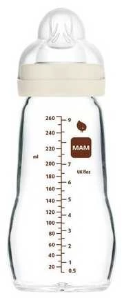 MAM Feel Good stiklinis 260ml buteliukas su skale
