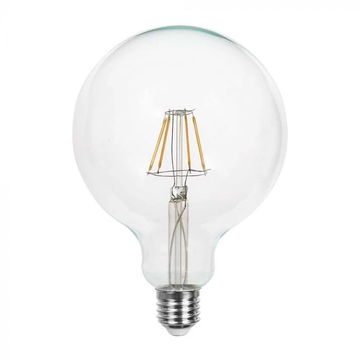 V-tac 12W LED filamentinė lemputė, G125, E27, skaidriu stiklu, 6500K