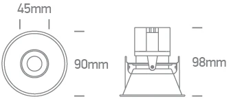 12W LED įleidžiamas, pakreipiamas šviestuvas, baltas, 3000/3500/4000K, dimeriuojamas, 11111C/W/V