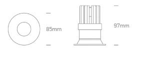 12W LED įleidžiamas šviestuvas, baltas, 3000K, 10112R/W/W