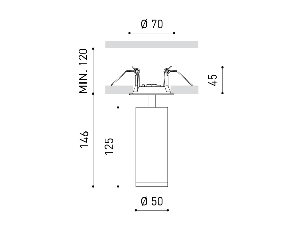 12W LED įleidžiamas šviestuvas FIT 50, baltu korpusu, 2700K, 15º, DALI