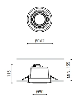 12W LED įleidžiamas šviestuvas HIDDEN 350mA, 3000K (šiltai balta), juodas