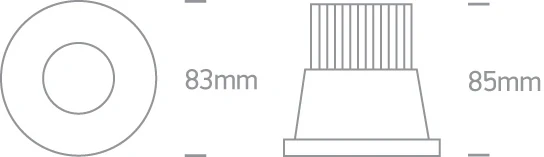 12W LED įleidžiamas šviestuvas, juodas, 3000K, 10112P/B/W