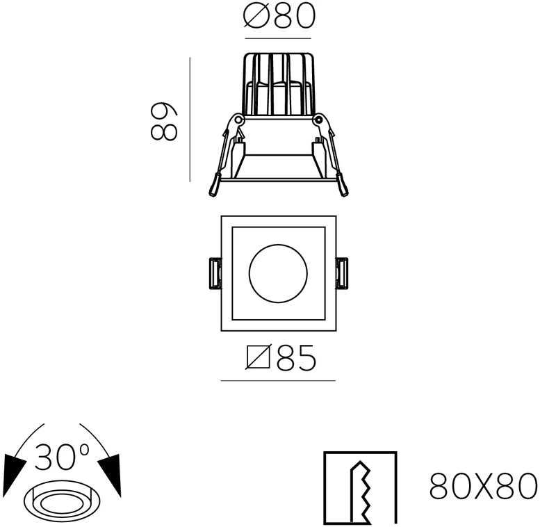12W LED įleidžiamas šviestuvas MOVE, baltas, 3000/4000K, IP44, E3984177B