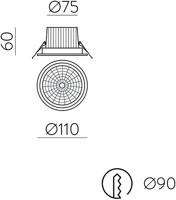 12W LED įleidžiamas šviestuvas SAFE, baltas, 3000/4000K, IP65, E3985171B