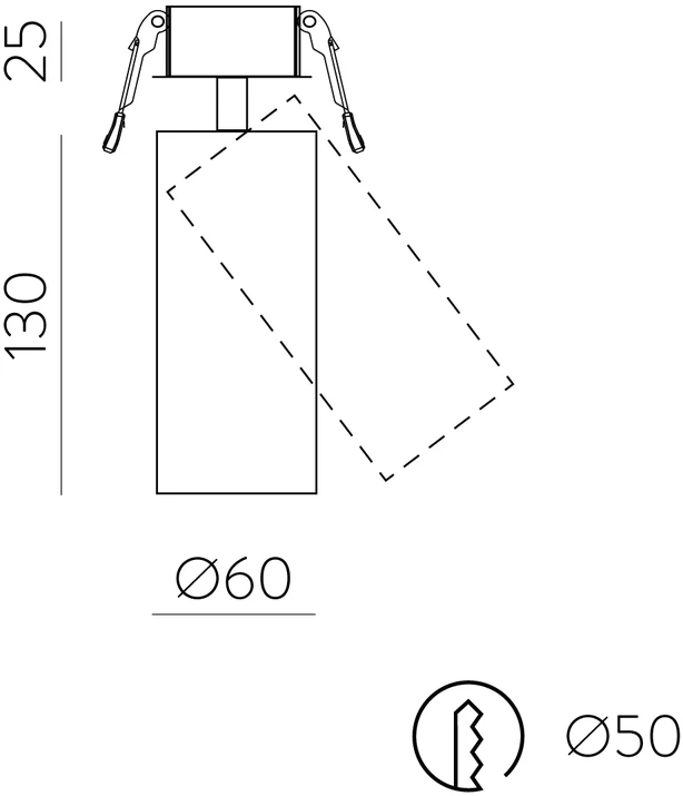 12W LED įleidžiamo montavimo akcentinis šviestuvas PIPE, juodas, 3000K, dimeriuojamas, E3986000NDT