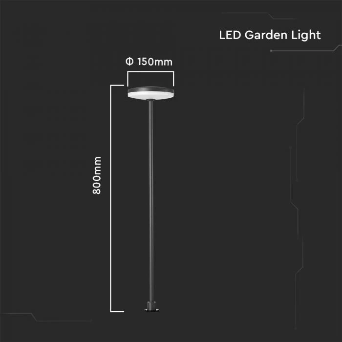 V-tac 12W LED įsmeigiamas/pastatomas lauko šviestuvas, antracito sp., 3000K