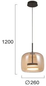 12W LED pakabinamas šviestuvas DECO, juodu korpusu/gintaro sp. stiklas, 3000K, 4319000