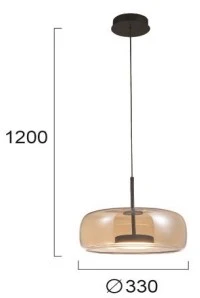 12W LED pakabinamas šviestuvas DECO, juodu korpusu/gintaro sp. stiklas, 3000K, 4319100