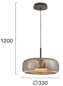 12W LED pakabinamas šviestuvas DECO, juodu korpusu/dūmų sp. stiklas, 3000K, 4319101