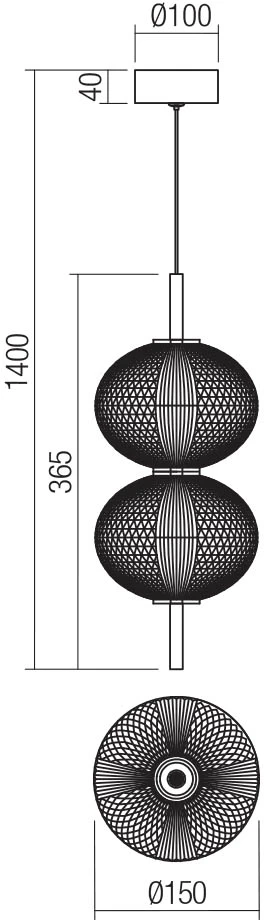 12W LED pakabinamas šviestuvas VENTURA, juodas, 3000K