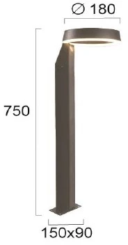 12W LED pastatomas lauko šviestuvas ZOOM, tamsiai pilkas, 3000K, IP54, 4321600