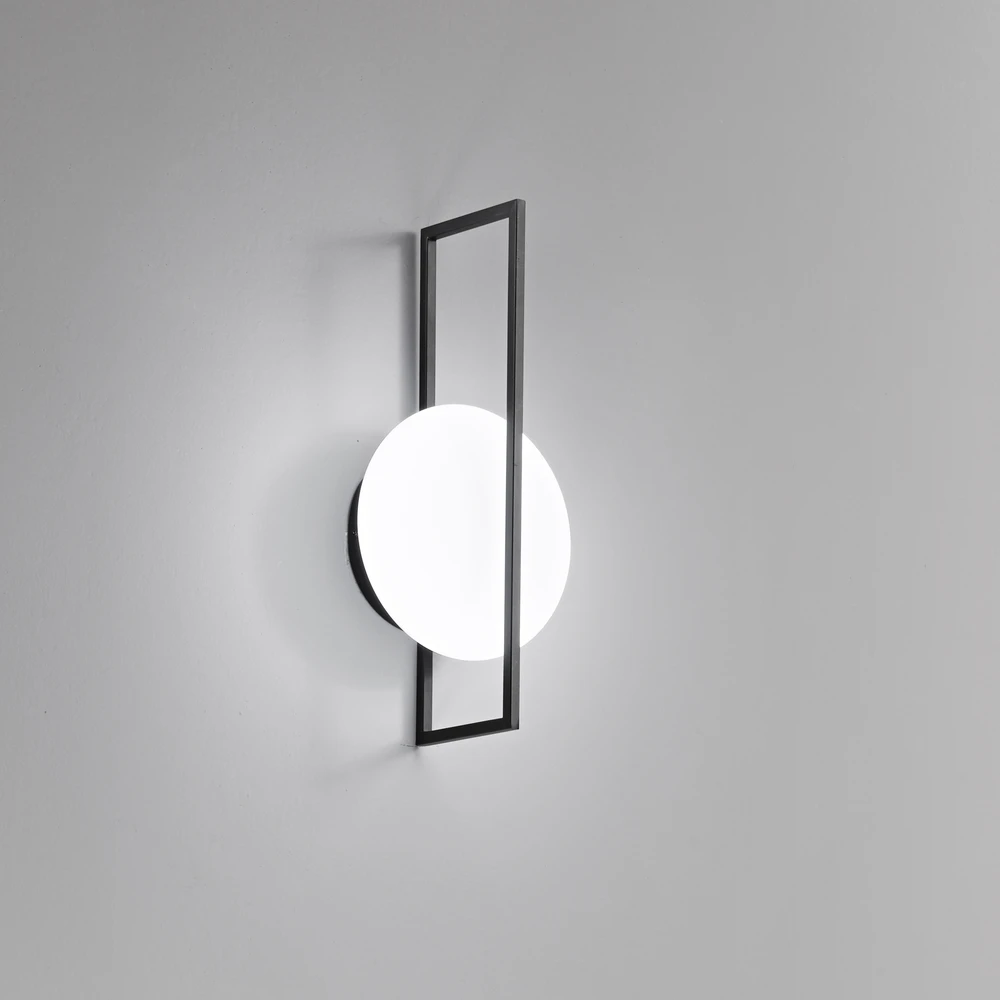 12W LED sieninis šviestuvas FOBOS, juodas, CCT
