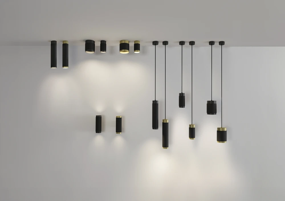 12W LED sieninis šviestuvas LUX, juodos/aukso sp., 2700K, dimeriuojamas, A3989190ONDT