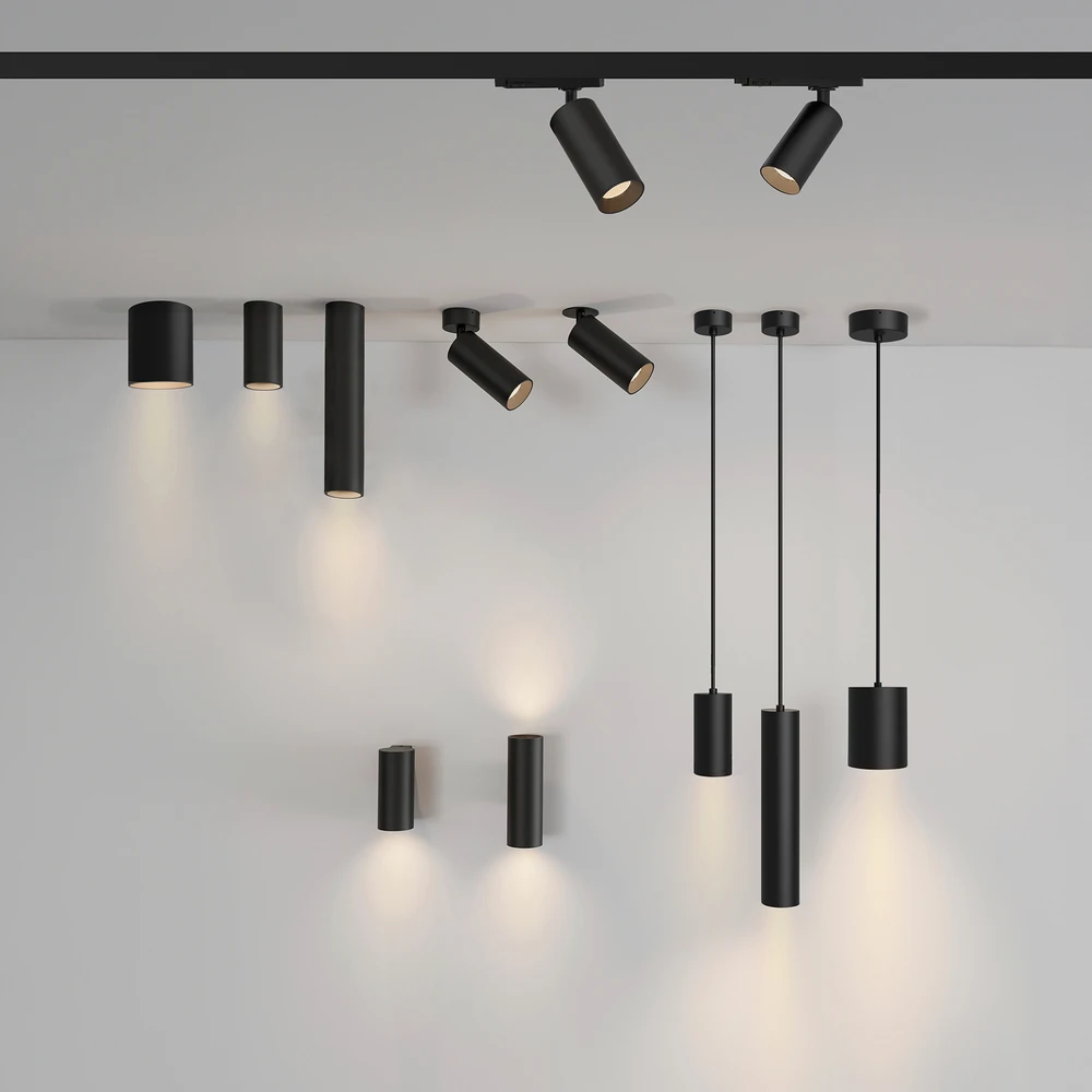 12W LED sieninis šviestuvas PIPE, juodas, 2700K, dimeriuojamas, A3986090NDP