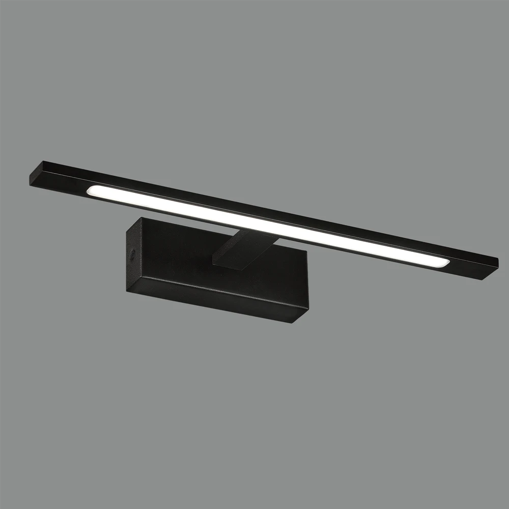 Sieninis šviestuvas 12W LED sieninis veidrodžio šviestuvas MENORCA, juodas, 3000/4000K, dimeriuojamas, IP44, A3730271NDP