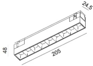 12W LED šviestuvas COMFORT 205 į magnetinę sistemą IN_LINE, baltos sp., 3000K, 48V, 36°