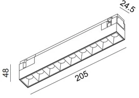 12W LED šviestuvas COMFORT 205 į magnetinę sistemą IN_LINE, juodas, 3000K