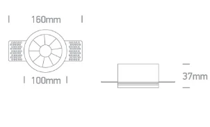 12W LED užglaistomas šviestuvas, baltas, 3000K, 10112XTR/W/W